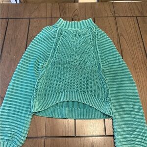 Free People Turquoise Knit Turtleneck Sweater